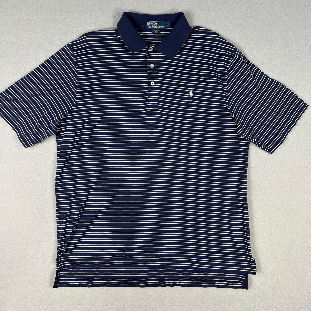Ralph Lauren Polo Shirt Mens Large Striped Pima Cotton Preppy Casual Old‎ Money